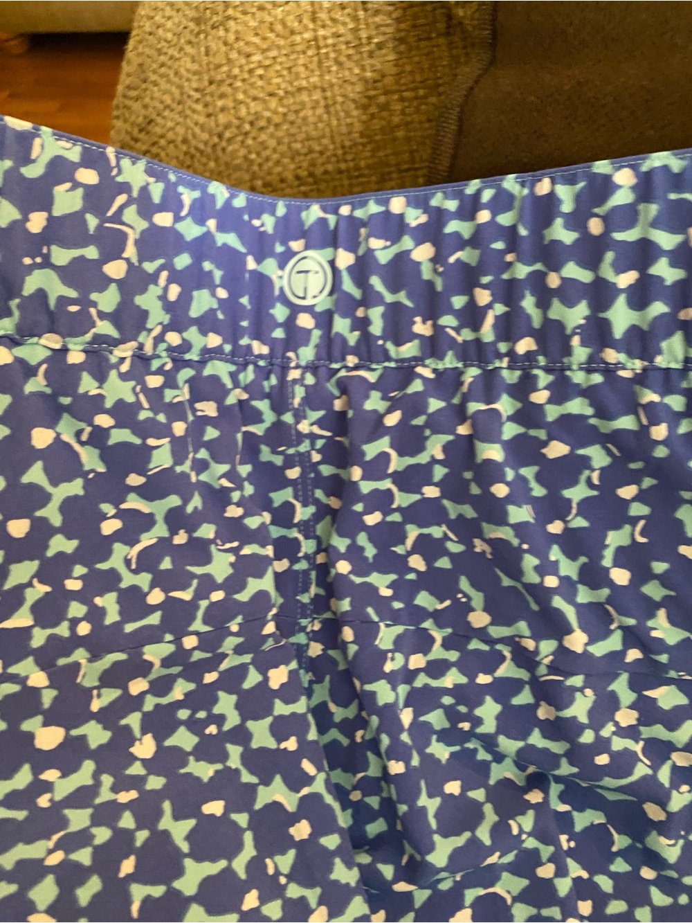 Talbots Blue Floral Print Skort with Mint Accents - Picture 2 of 10